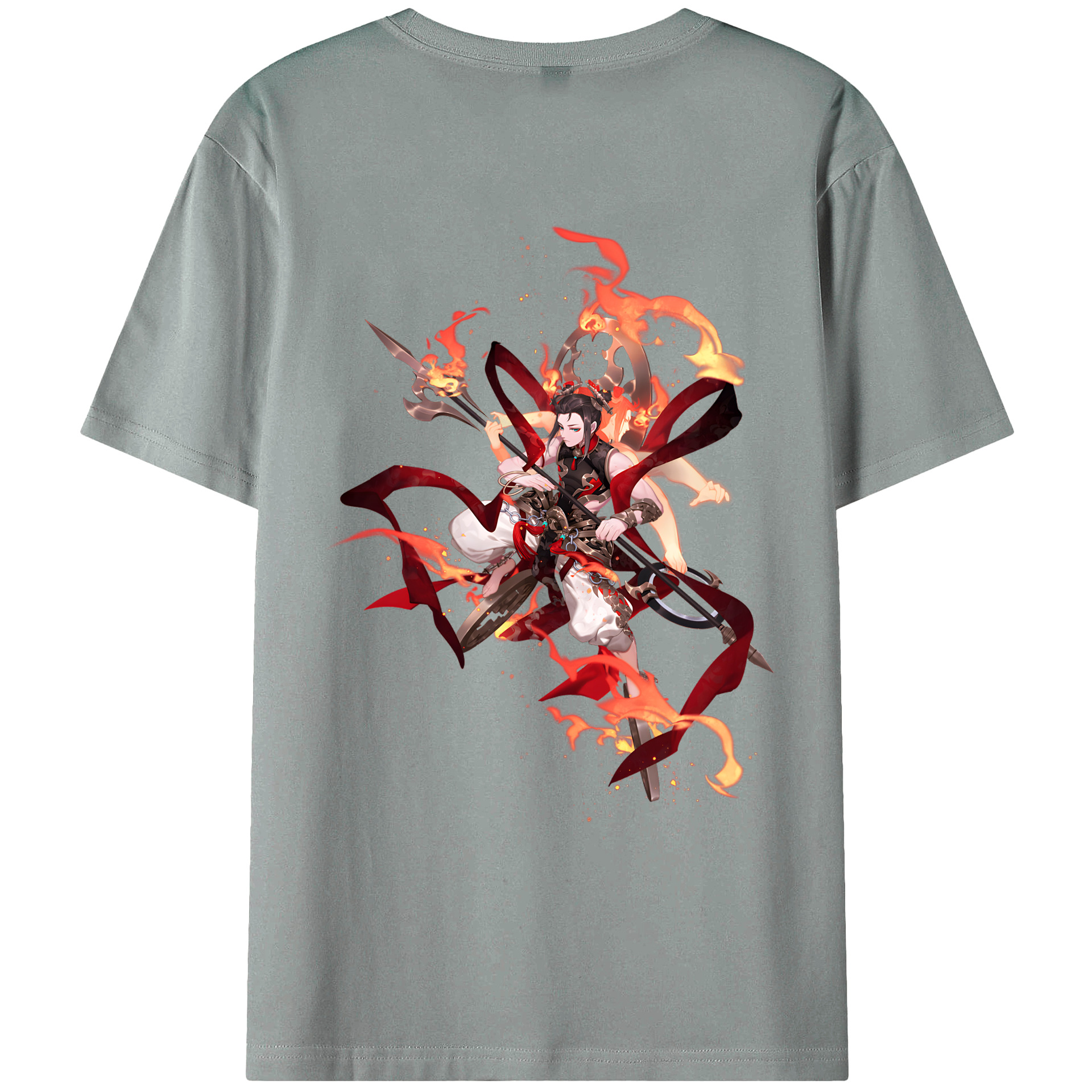 （画像用） Ne Zha 2 ナタ 魔童の大暴れ 綿100％ メンズ半袖Tシャツ（バックプリント） 通気性